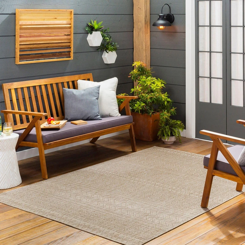 Livabliss Altea Indoor Outdoor Rug - Large Boho Rugs for Living Room 160x230 cm Dining, Kitchen Carpet, Patterned Neutral & Coloured Rugs, Waterproof, Stain Durable - Beige and Brown