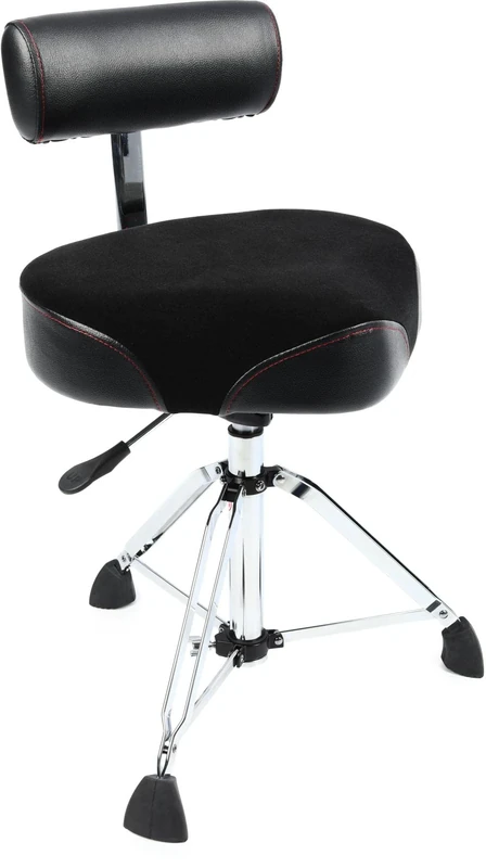Gibraltar Drum Stool, Drum Stool 9000 Series Moto Saddle with Backrest Hydraulic, 9608HMB (Diameter: 48cm, Vinyl Seat, Quick Lock, Double Strut Base, 'Super Foot' Rubber Feet)