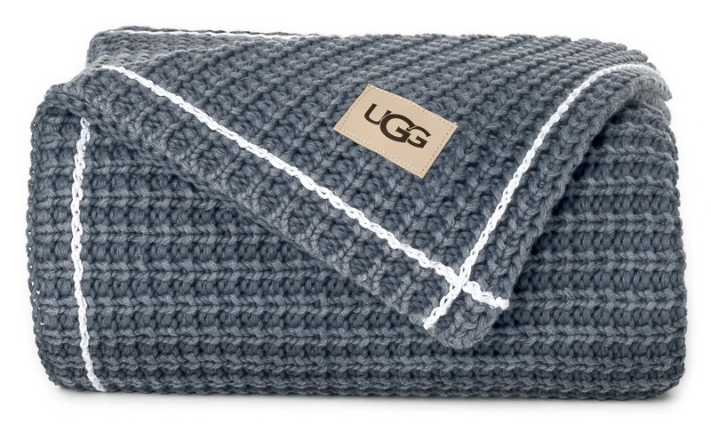 UGG - Luna Throw Blanket - Soft Washed Cotton Throw Blanket - 50" x 70" - Warm Accent Blanket for Couch or Bed - Cozy Home Décor - Navy