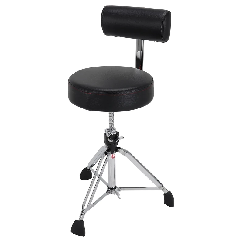 Gibraltar Drum Stool 9000 Series Round with Backrest, 9608RB (Diameter: 35cm, Vinyl Seat, Super Lock, Tripod Position, 'Super Foot' Rubber Feet, stability, comfortable)