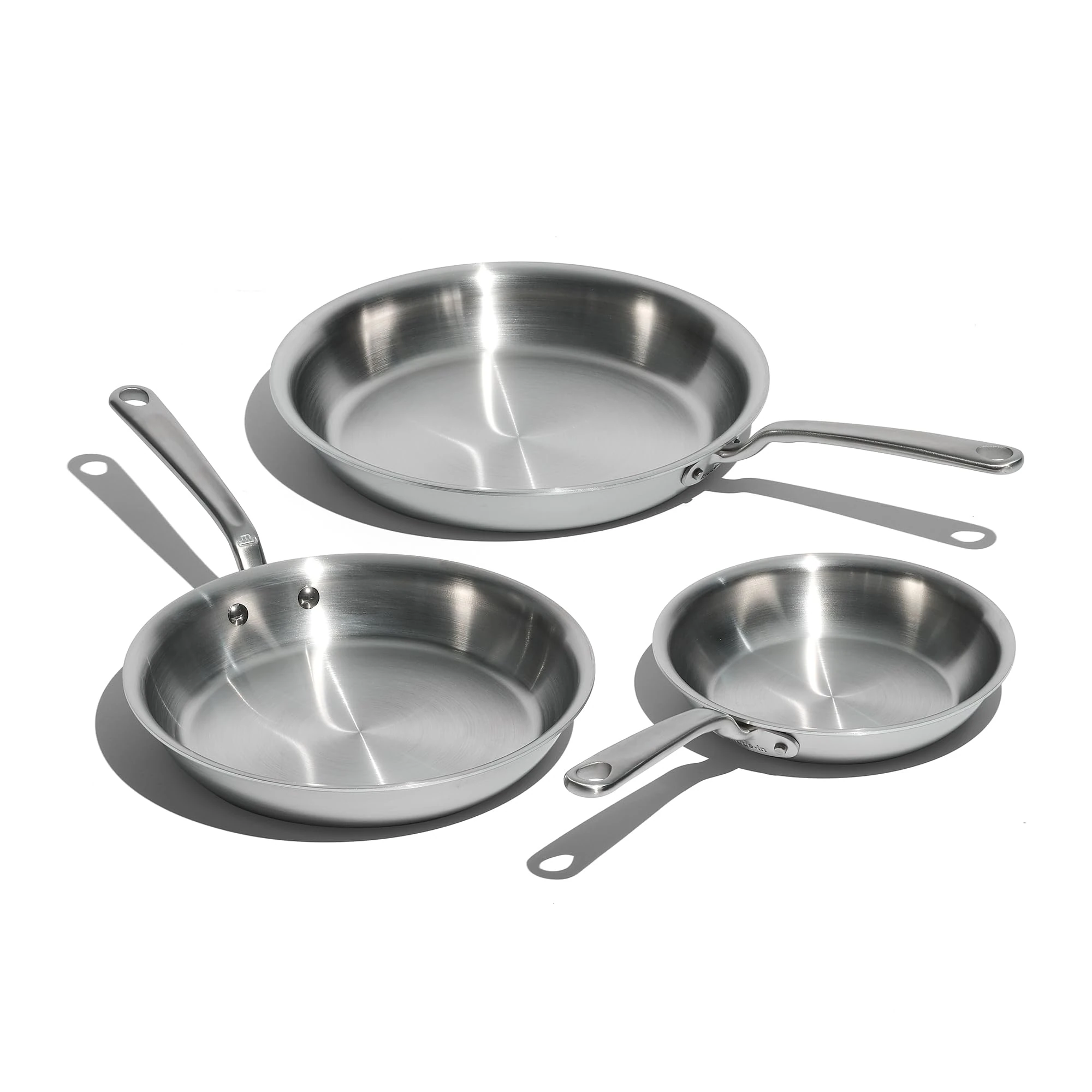 Made in Cookware - 3-Piece (Includes 8",10",12") Stainless Frying Pan Set - 5 Ply Stainless Clad - Professional Cookware - Made in USA - Induction Compatible