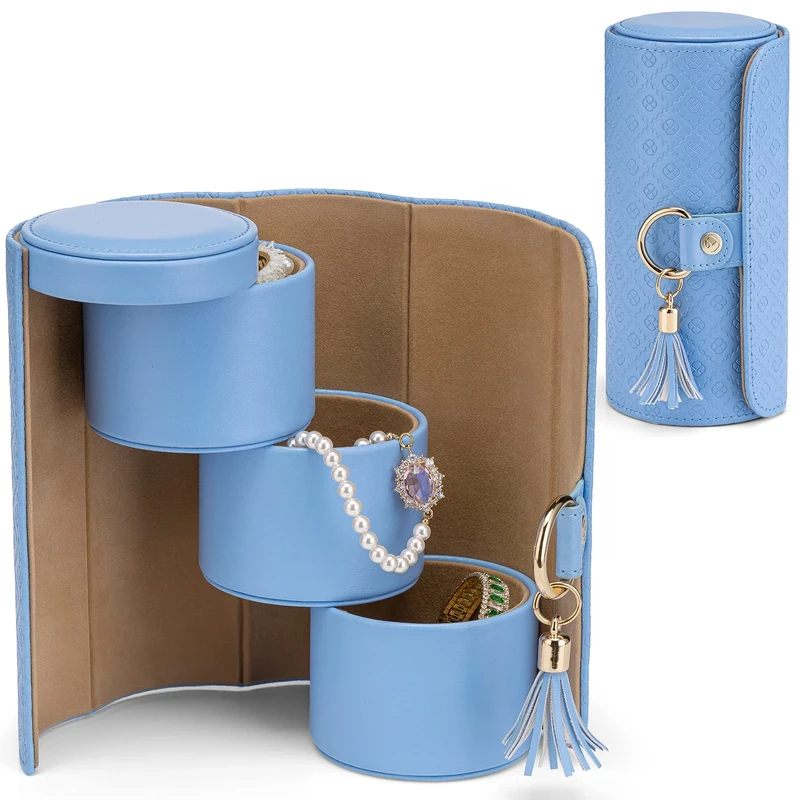 Vlando Travel Jewellery Organiser - PU Leather Box for Necklaces