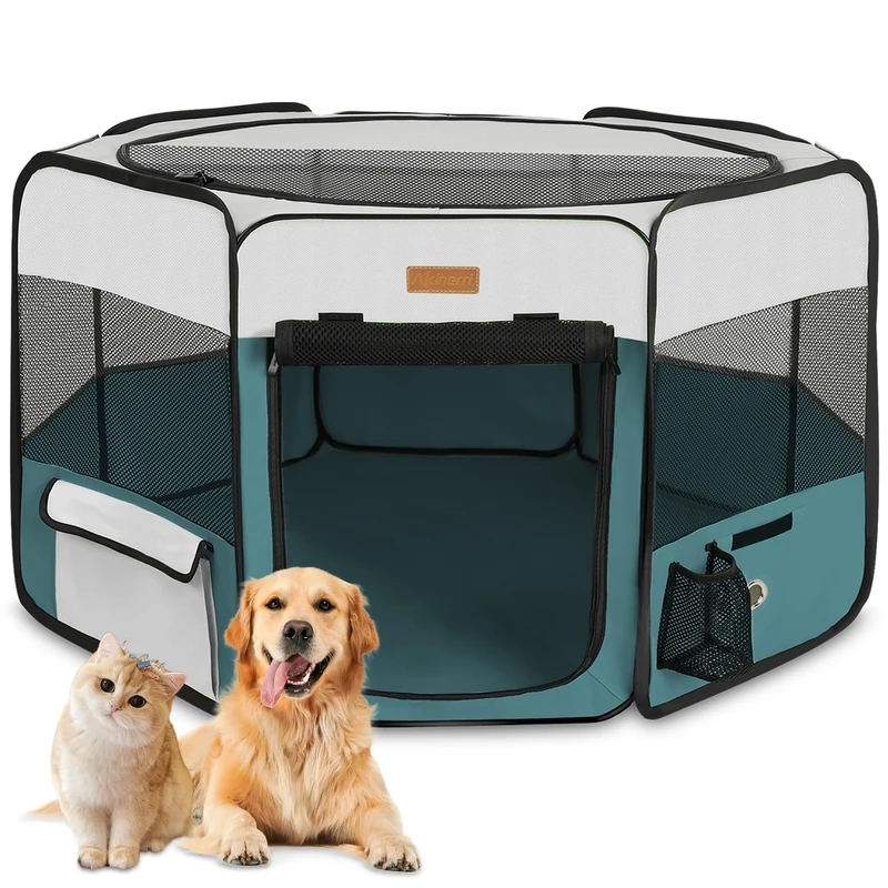 Dog Playpen, Portable Pet Play Pen for Cat, Puppies, Rabbits, Chickens, Foldable Large-Capacity Pet Tent for Indoor/Outdoor Travel Camping (Size XL Without Carry Bag)