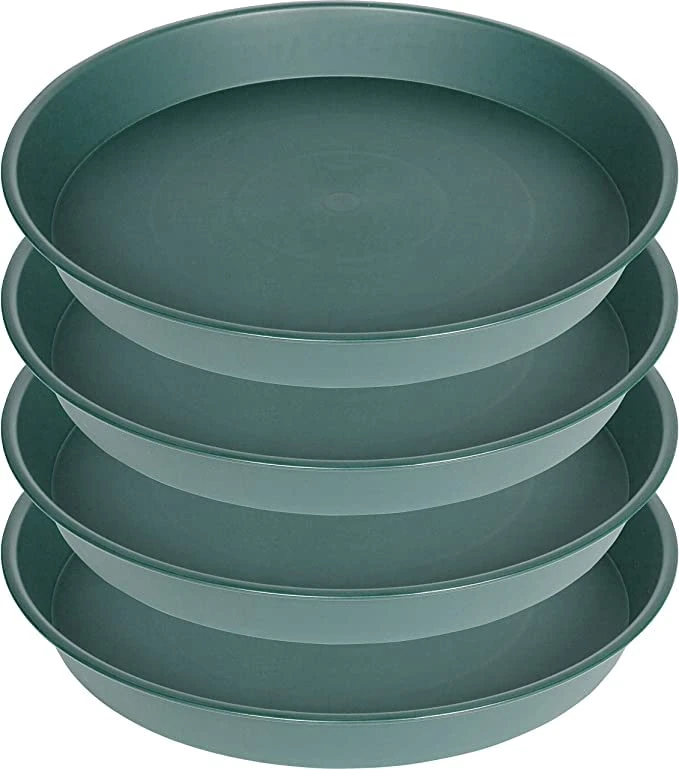 Bleuhome 4 Stück 16 Stück 43.2 cm Pflanzenuntersetzer (38.1 cm Basis), 5.8 cm Tiefe, robuste tiefe Pflanzschalen für Töpfe, Abtropfschalen für Pflanzgefäß (43.2 cm, Grün)
