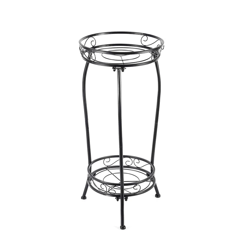 Kavlium Plant Stand Indoor Outdoor，Tall Black Metal Rustproof Stable Plant Stands，2 Tier 27.1 inch Multiple Plant Rack for Planter Corner Garden Living Room & Garden