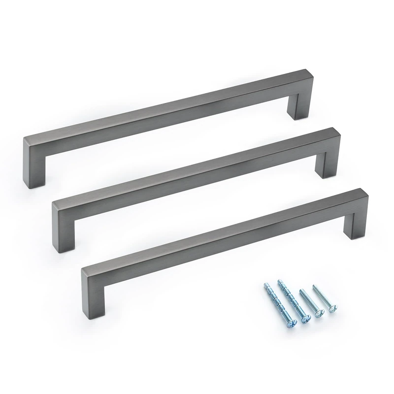 Aibeli 30 Pack 8 Inch (Center to Center 8in) Ancient Grey Square Cabinet Pulls Drawer Handles Cupboard Handles Modern Stainless Steel Kitchen Cabinet Handles and Pulls, Drawer Handles and Pulls