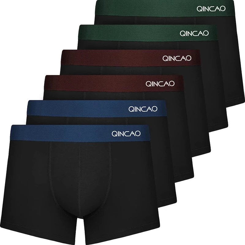 QINCAO Boxer Shorts Mens 6 Pack, No Itchy Labels, Cotton Underwear Retro Trunks, Underwear Gift Set