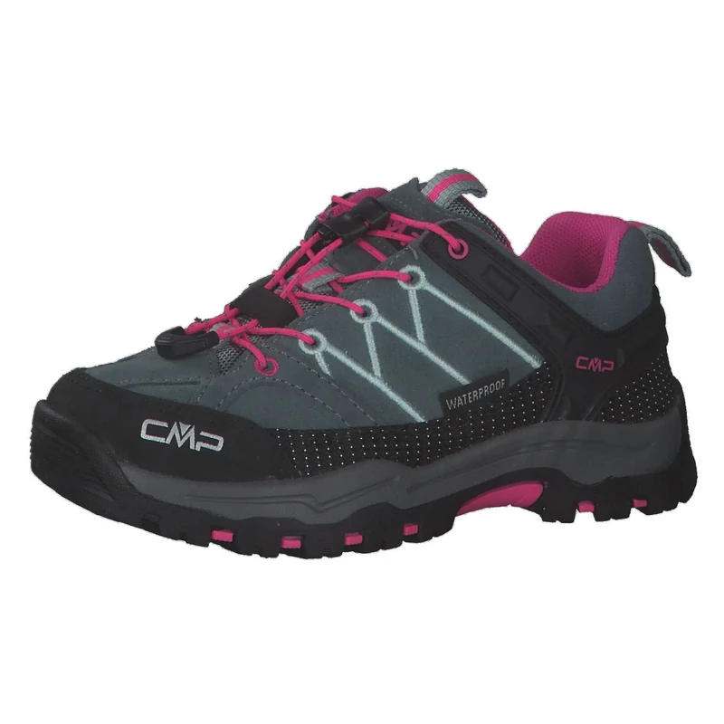 CMP Kids Rigel Low Trekking Shoes Wp, Mineral Green-Purple Fluo UK 2.5