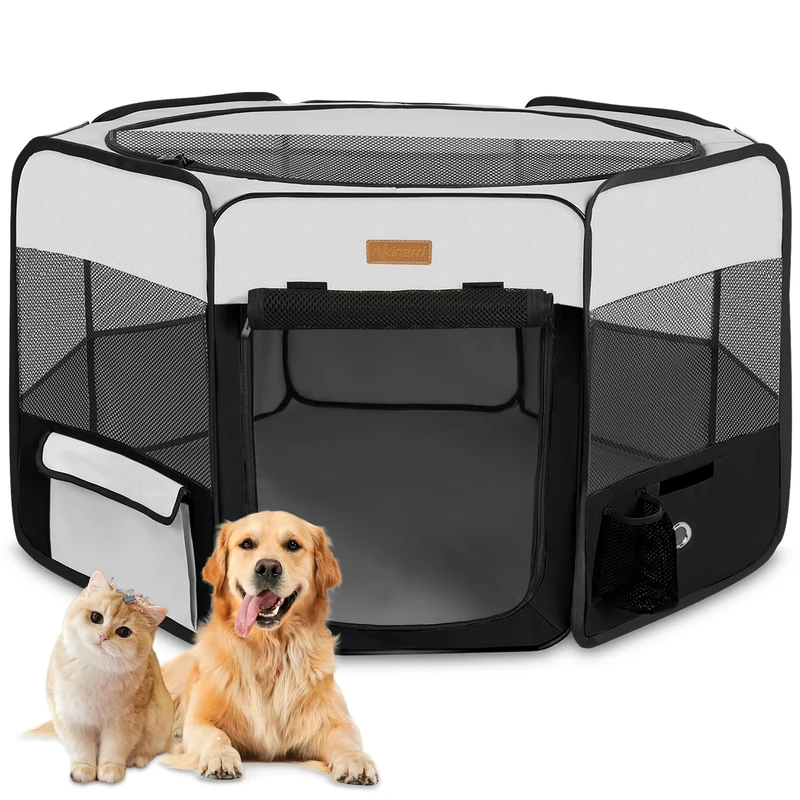 Dog Playpen, Portable Pet Play Pen for Cat, Puppies, Rabbits, Chickens, Foldable Large-Capacity Pet Tent for Indoor/Outdoor Travel Camping (Size XL Without Carry Bag)