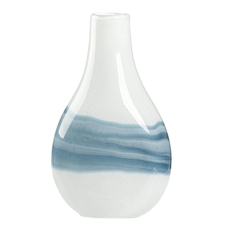 Andrea Glass Vase by Torre & Tagus | 14" Tall White Colored Glass Vase for Living Room, Home, Coastal, Ocean Decor