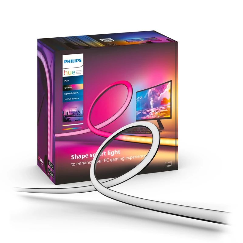 Philips Hue Play Gradient PC Lightstrip [for 32-34 Inch Screens] LED Smart Lighting. Sync for Entertainment, Gaming and Media