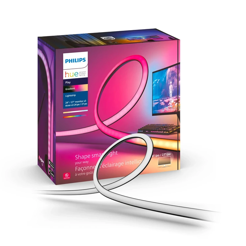 Philips Hue Play Gradient PC Lightstrip [for 3X 24-27 Inch Screens] LED Smart Lighting. Sync for Entertainment, Gaming and Media
