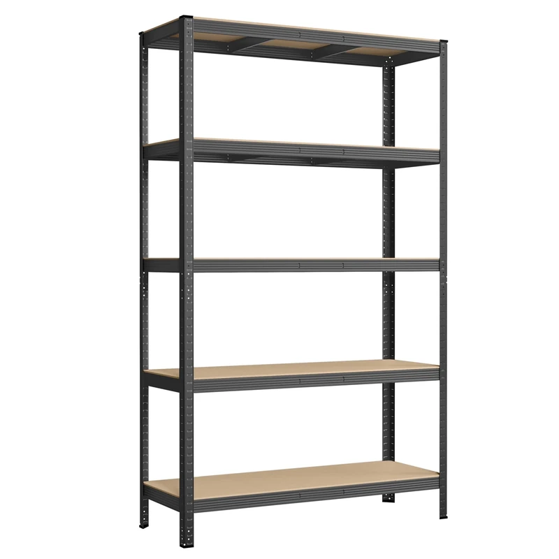 SONGMICS 5-Tier Shelving Unit, Steel Shelving Unit for Storage, Boltless Assembly, for Garage, Shed, Load Capacity 750 kg, 60 x 120 x 200 cm, Grey GLR060G01