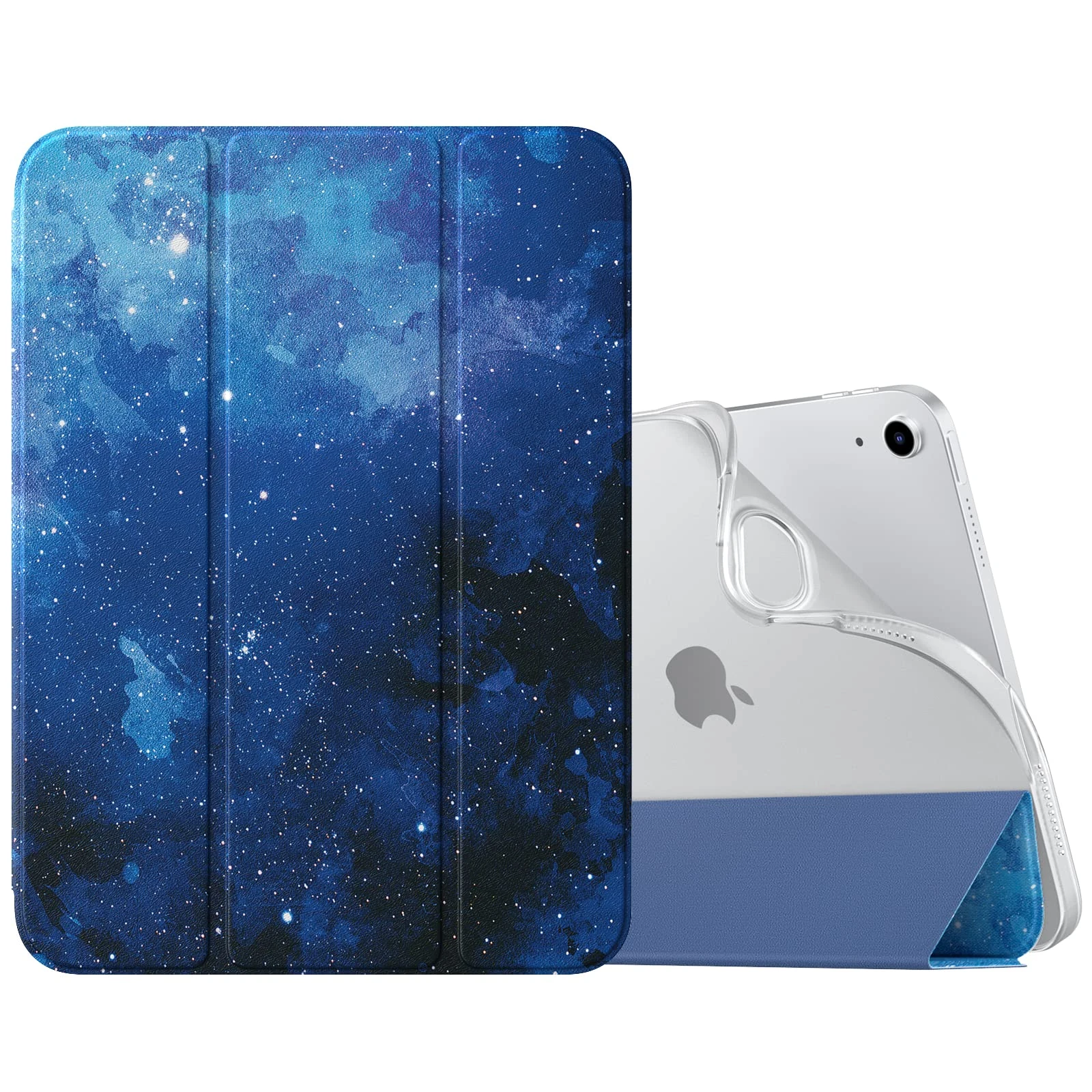 MoKo Case for New iPad (A16) 11th Generation 2025/ 10th Generation 2022, iPad 11 inch/ 10.9 inch Case with Soft TPU Translucent Frosted Back Cover, Auto Wake/Sleep, Support Touch ID, Blue Starry Sky