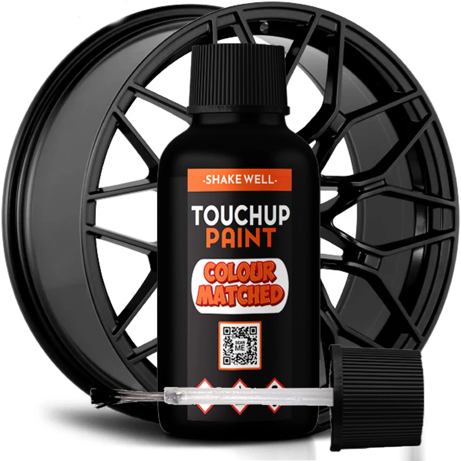 Xtremeauto Gloss Black Wheel Touch Up Paint Alloy Scratch Repair Car Rim Kit - Easy To Use Simple Application 'All In One' Bottle With Brush (Gloss Black), 30 ml (Pack of 1) (XABAWTU)