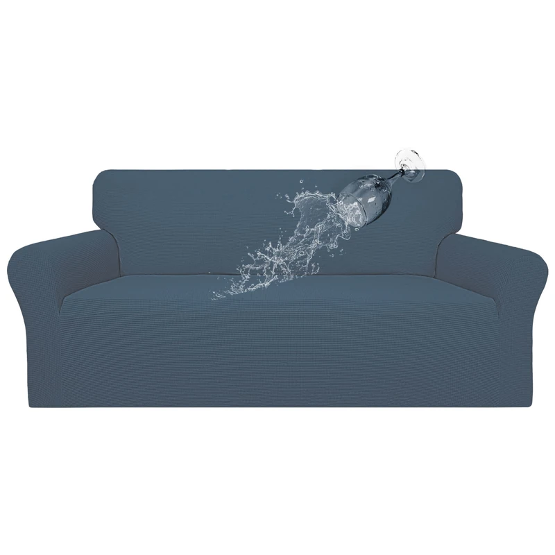 Easy-Going 100% Waterproof Couch Cover, Dual Waterproof Sofa Cover, Stretch Jacquard Sofa Slipcover, Leakproof Furniture Protector for Kids, Pets, Dog and Cat (Sofa, Bluestone)