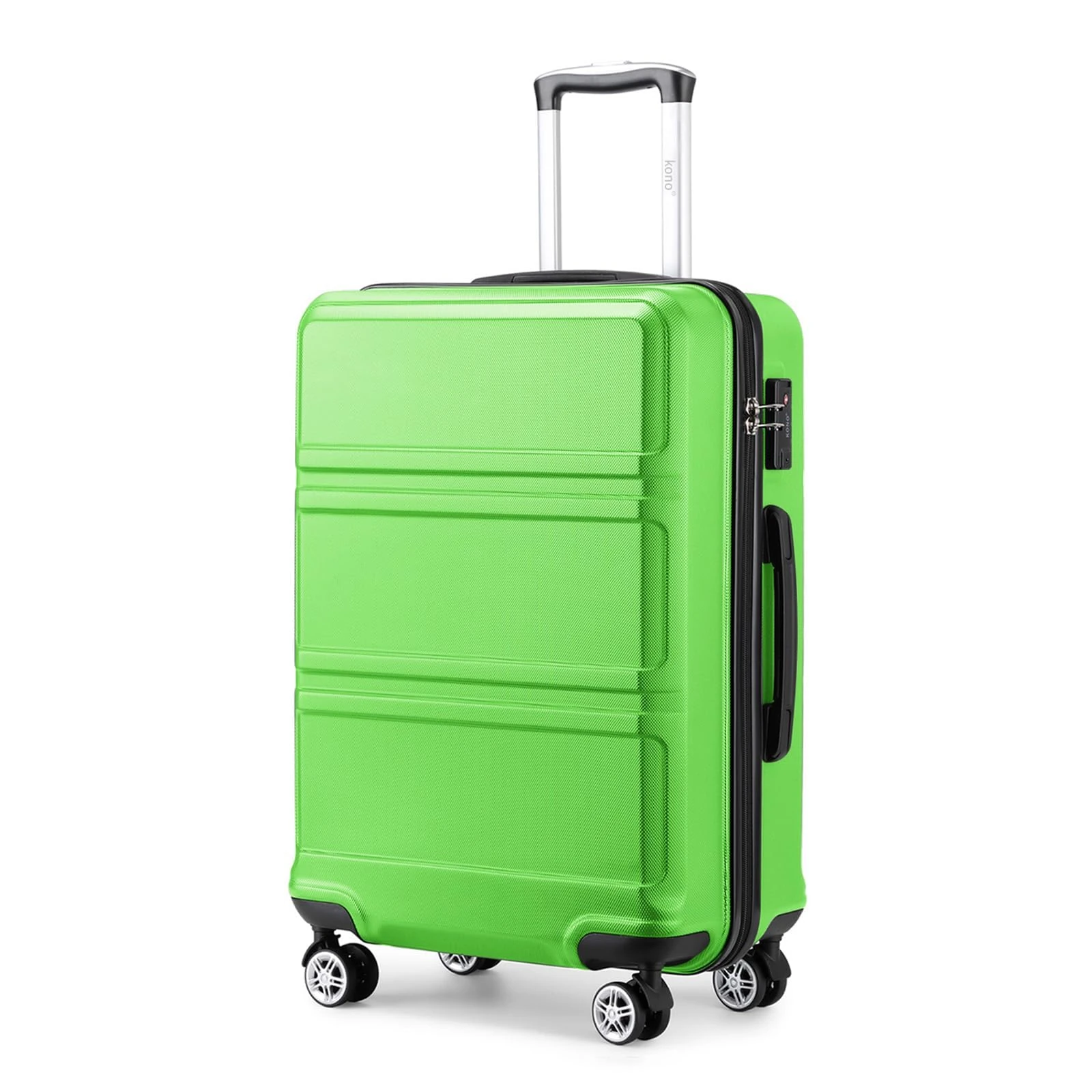Kono Fashion Hand Luggage Lightweight ABS Hard Shell Trolley Travel Suitcase with TSA Combination Lock and 4 Wheels Cabin Carry-on Suitcases (20", Apple Green)