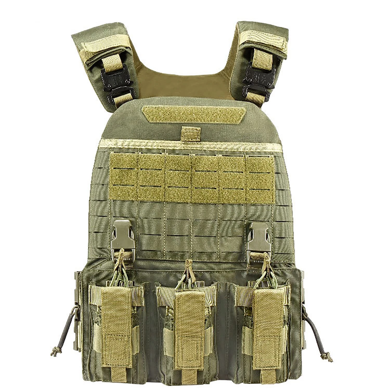 CZMYCBG MOLLE Airsoft Tactical Vest, Adjustable Men's Military Gear with Quick Release System for Paintball Hunting Shooting CS Game Combat Training,green