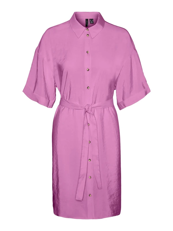 VERO MODA Women's VMQUEENY S/S Short Shirt Dress WVN GA Dress, Cyclamen, S, Cyclamen, S