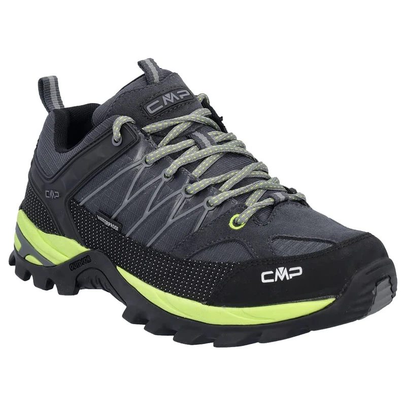 CMP Men's Rigel Low Trekking Shoes WP, Anthracite-Limegreen, 7 UK