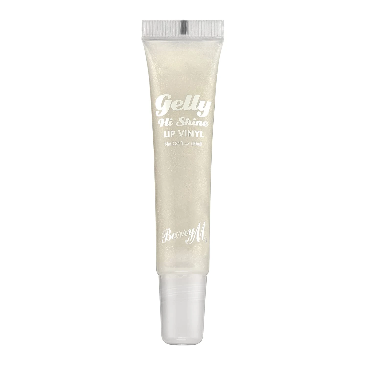 Barry M Gelly Hi Shine Lip Vinyl Gloss, Shade Modest - Clear with Shimmer | Glossy Finish
