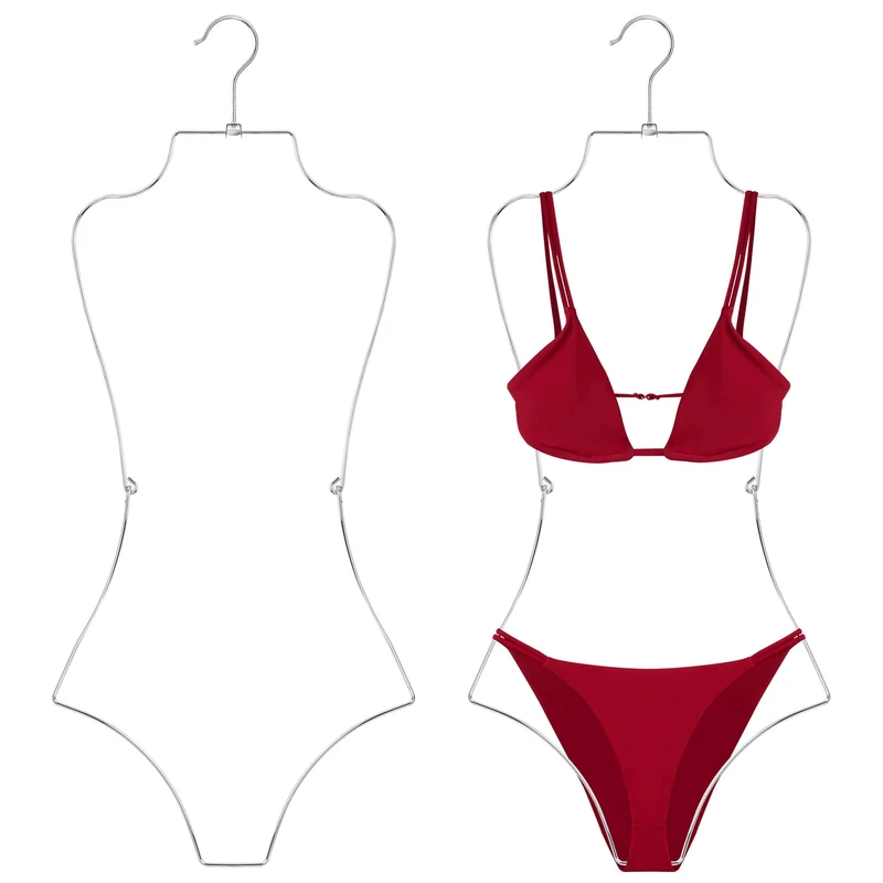 ZEDODIER Swimsuit Hanger, 10 Pack Lingerie Hanging Rack, Top Swivel Hook, Foldable Design, Bathing Suit Bikini Display Swimwear Storage Closet Organizer for Collection and Show The Silhouette Shape - Image 1