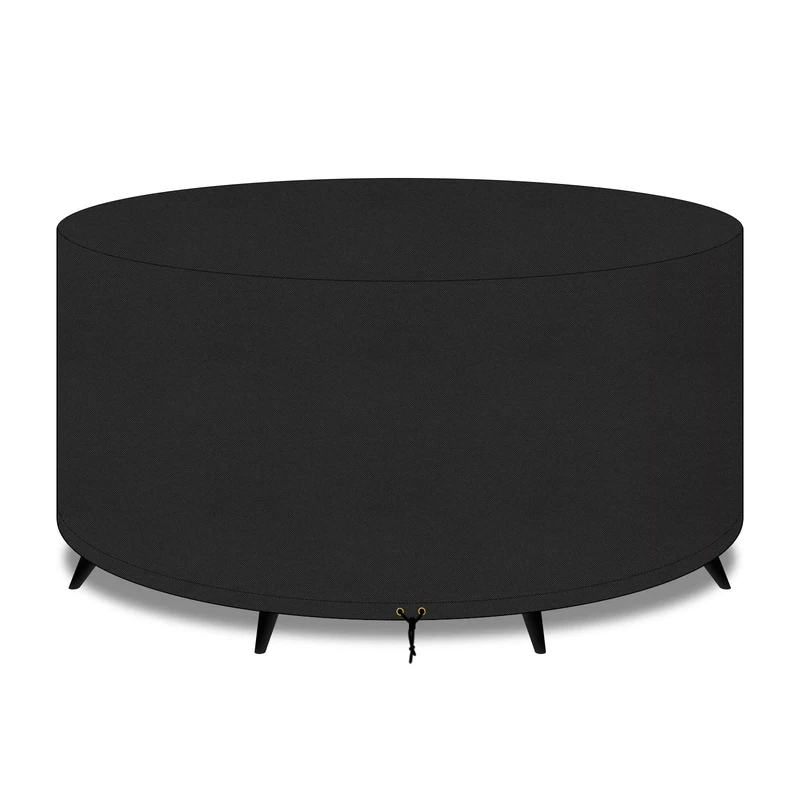 PATIO PLUS Large Round Garden Table Furniture Cover 420D Oxford Fabric Outdoor Patio Circular Set Cover for Chair Set Waterproof ,Windproof, Anti-UV, Garden Covers 180x80cm,Black