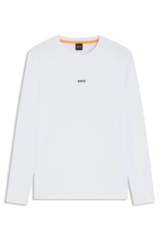BOSS Mens TChark Contrast-Logo T-Shirt in Stretch Cotton