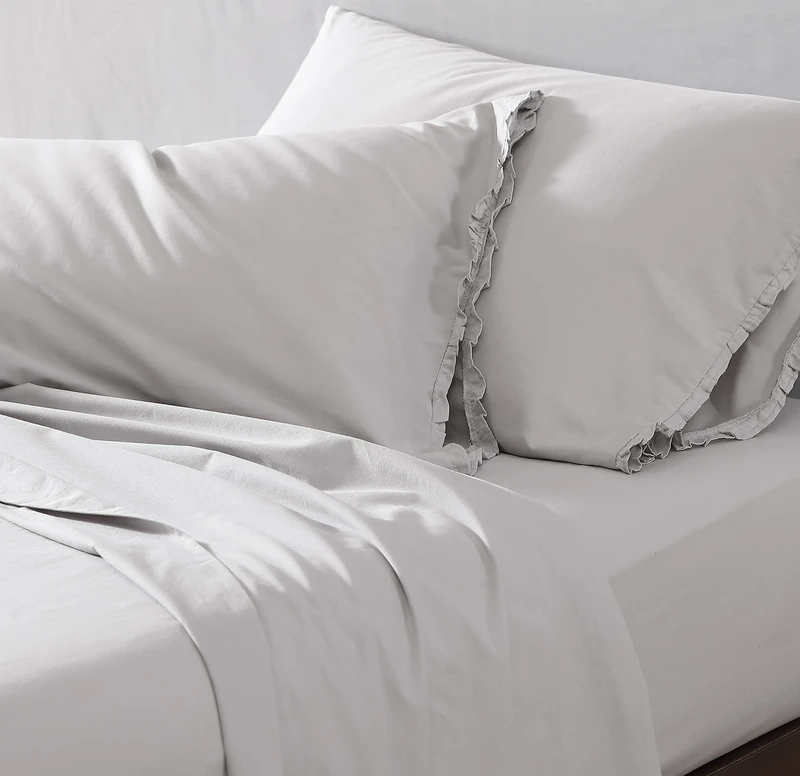 Shabby Chic Gray Bed Sheet Sets Queen - Image 1