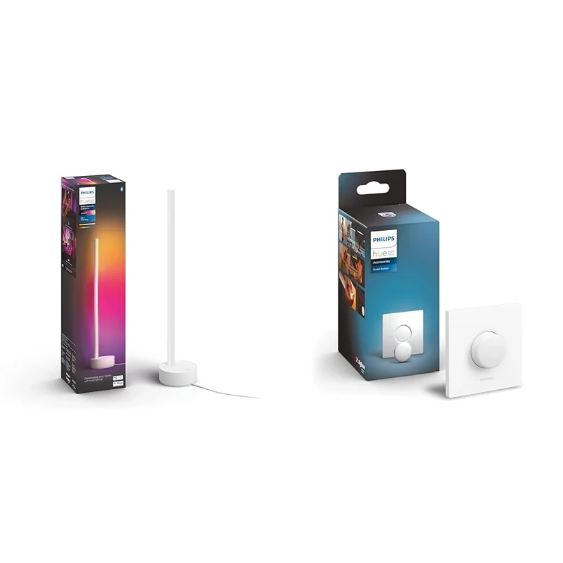 Philips Hue Signe Gradient White & Colour Ambiance Smart Table Light LED with Hue Smart Button [White]. Works with Alexa, Google Assistant and Apple Homekit