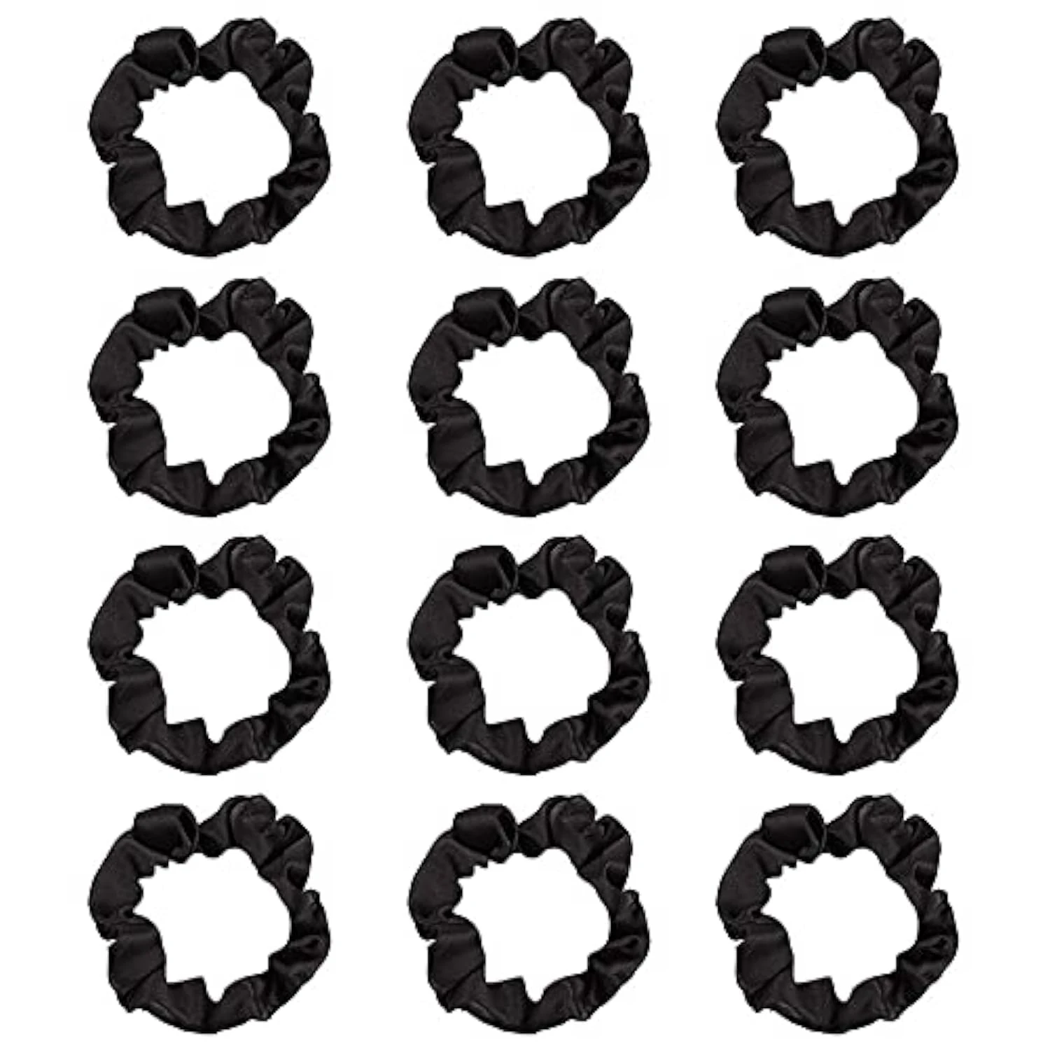 12Pcs Satin Hair Scrunchies, Silk Hair Scrunchies Elastic Hair Bands Hair Ties for Women Girls Black