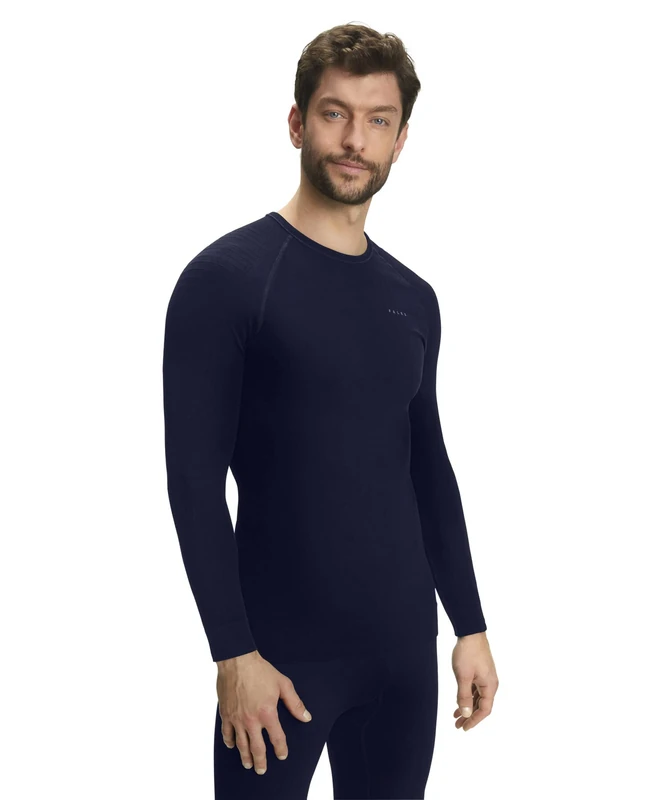FALKE Men's Maximum Warm Round Neck M L/S SH Functional Yarn Quick Dry 1 Piece Base Layer Top, Blue (Space Blue 6116), M