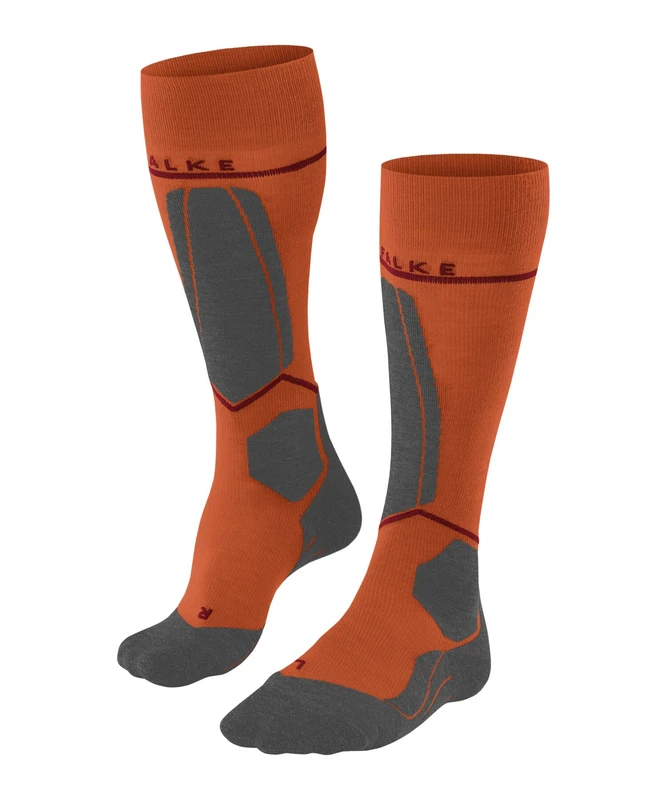 FALKE Men's SK4 Energizing Light M KH Wool With Compression 1 Pair Skiing Socks, Orange (Flash Orange 8034), 5.5-7.5