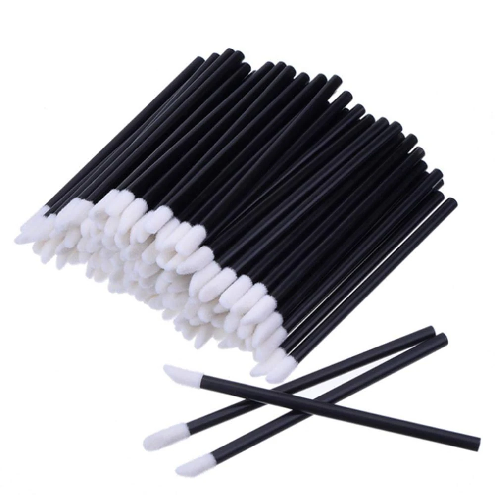 50pcs Disposable Lip Brushes Lipstick Gloss Wands Applicator Makeup Tool Kits, Black Cost-Effective and ,