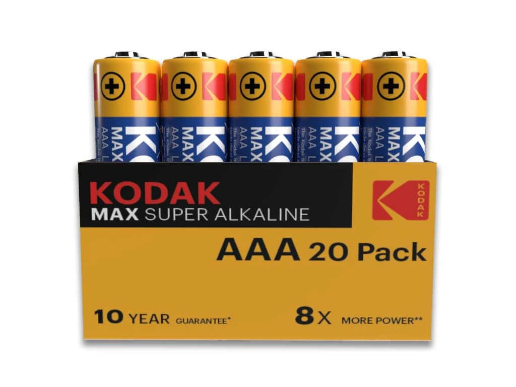 KODAK | AAA Batteries | Triple A | Disposable Household Alkaline | 1.5V | 20 Pack