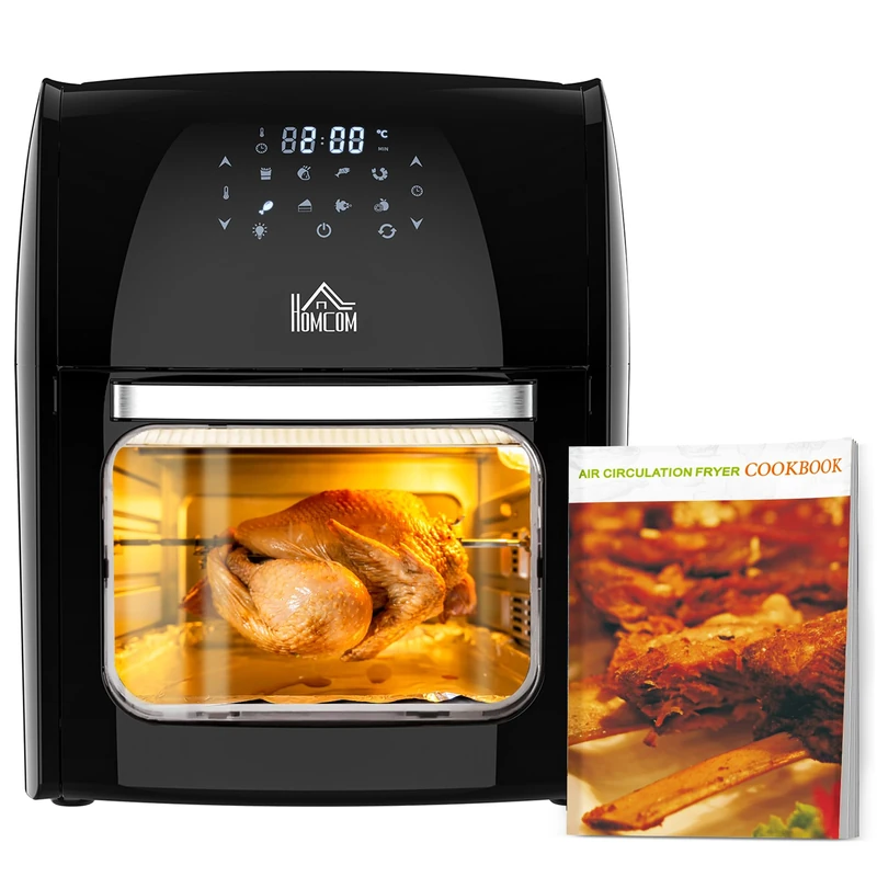 HOMCOM 12L 8 in 1 Digital Air Fryer Oven Roast Bake Dehydrate 1800W, Black