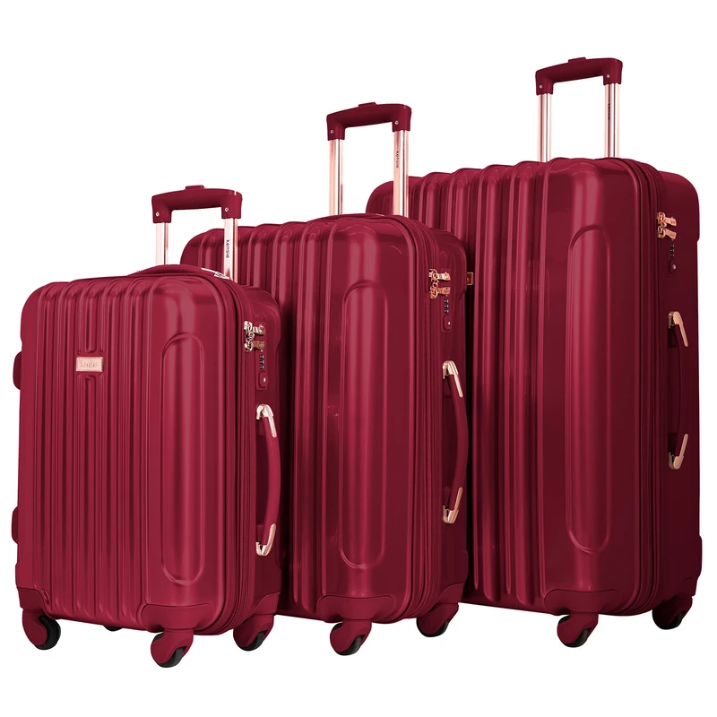 kensie Women's Alma Hardside Spinner Luggage, Japanese Carmine Red, 3 Piece Set (20/24/28), Alma Hardside Spinner Luggage
