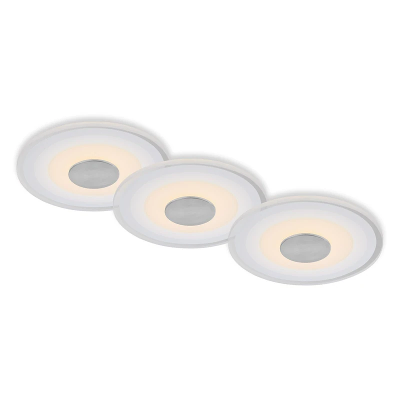 BRILONER Leuchten 7043-039 LED Recessed Ceiling Lights, 650 Lumens, LED Recessed Lights, Bathroom Recessed Spotlights, IP44, Aluminium-Coloured, 120 x 36 mm (D x H), Set of 3