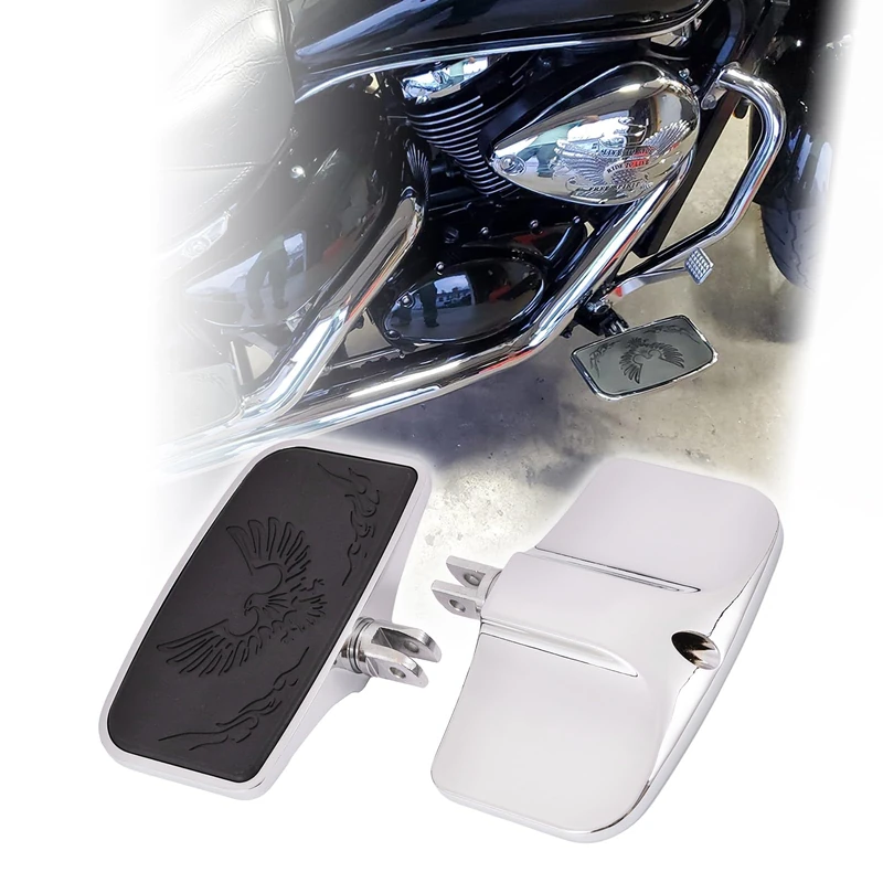Kinglemc Chrome Front Rear Rider Passenger Floorboard FootPeg for Honda, Suzuki, Triumph,CAN-AM, Gold Wing (Eagle)