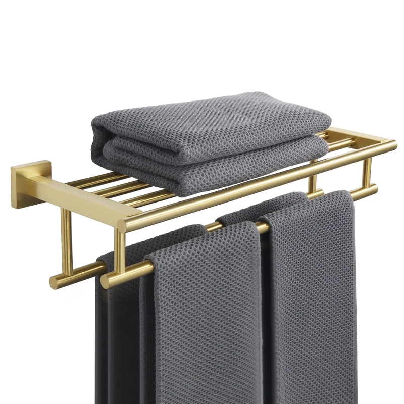 Sayayo Towel Rail Wall Mounted Bathroom 20-Inch Towel Holder, SUS304 Stainless Steel Brushed Gold Bath Towels Rack