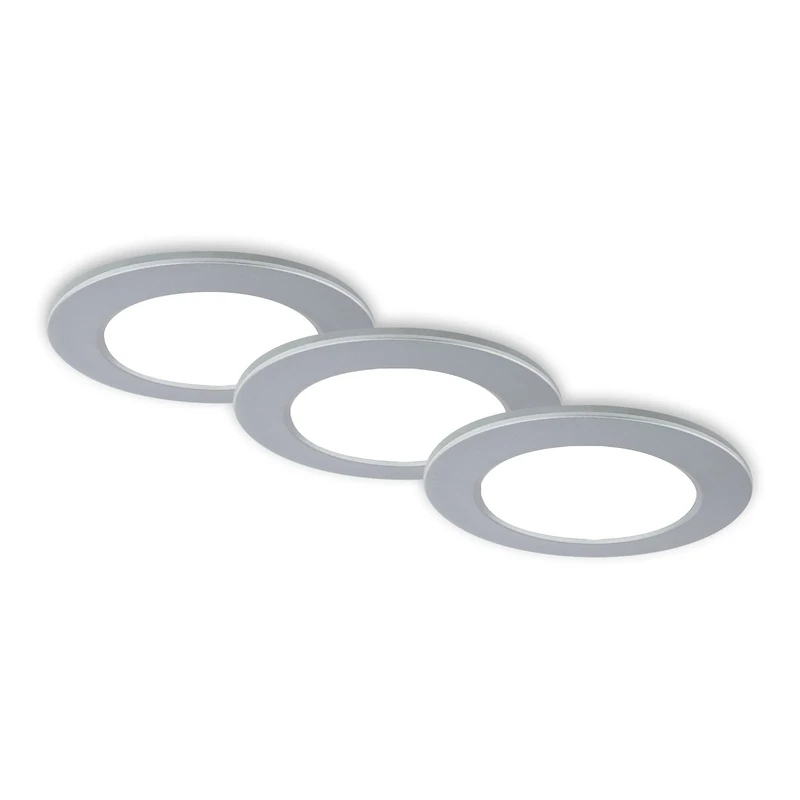 BRILONER Leuchten 7034-034 Set of 3 LED Recessed Ceiling Lights, CCT, Recessed Spotlights, Bathroom Recessed Spotlights, IP44, Matte Chrome, 92 x 45 (DxH)