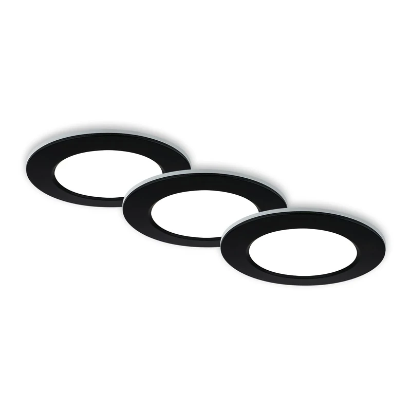 BRILONER Set of 3 Bathroom Recessed Spotlights LED with Remote Control Adjustable from Warm White to Cool White Dimmable LED Spot Downlights 92 x 45 mm Black