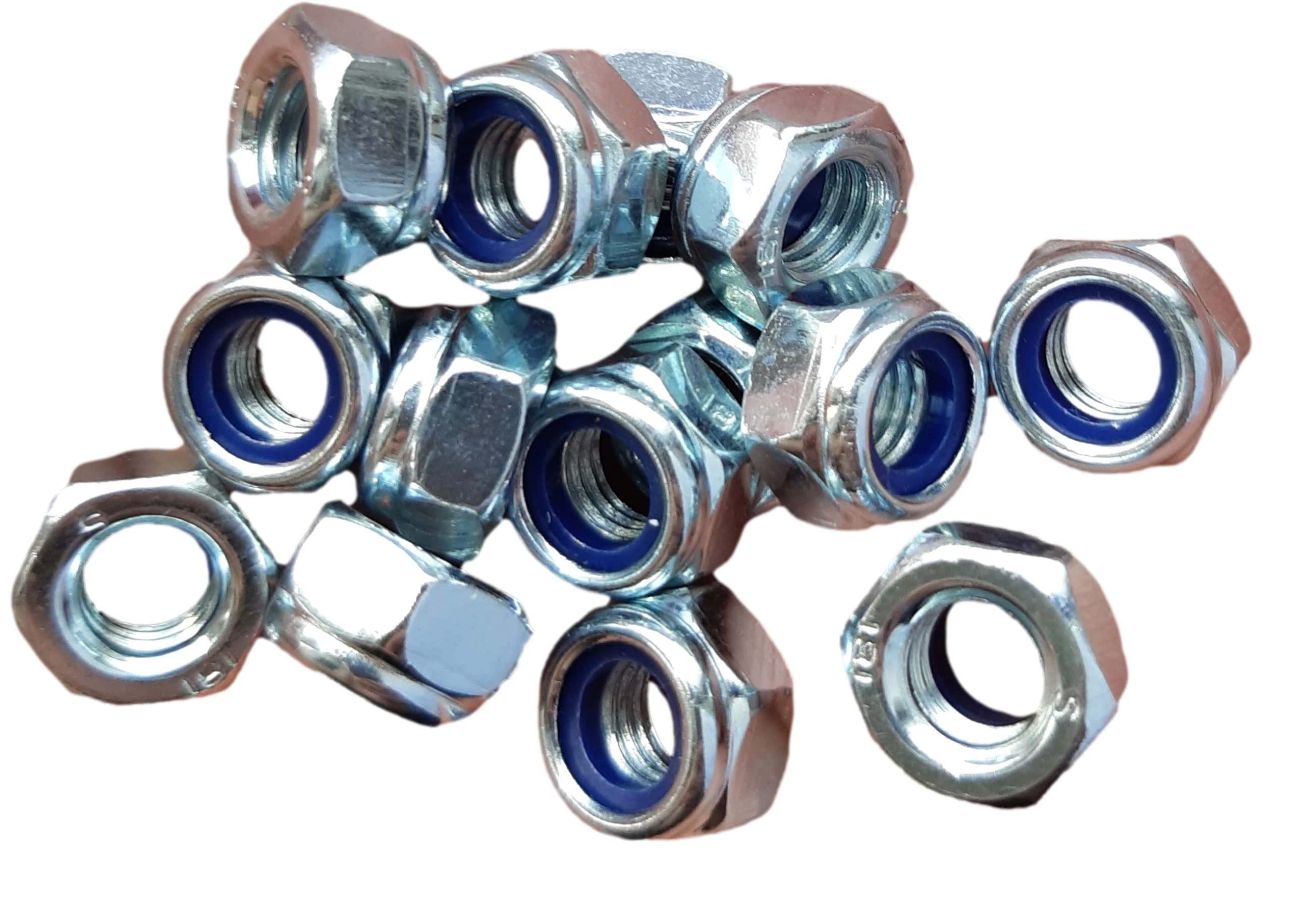 M8 Nyloc Locking Hex Nuts Metal Steel Sheet Zinc Plated 8mm Nut Width 13mm Box of 10pcs