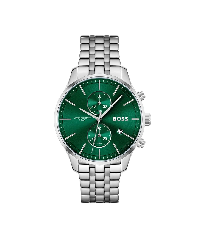 BOSS Chronograph Quartz Watch for Men Associate Collection with Silver Stainless Steel Bracelet - 1513975