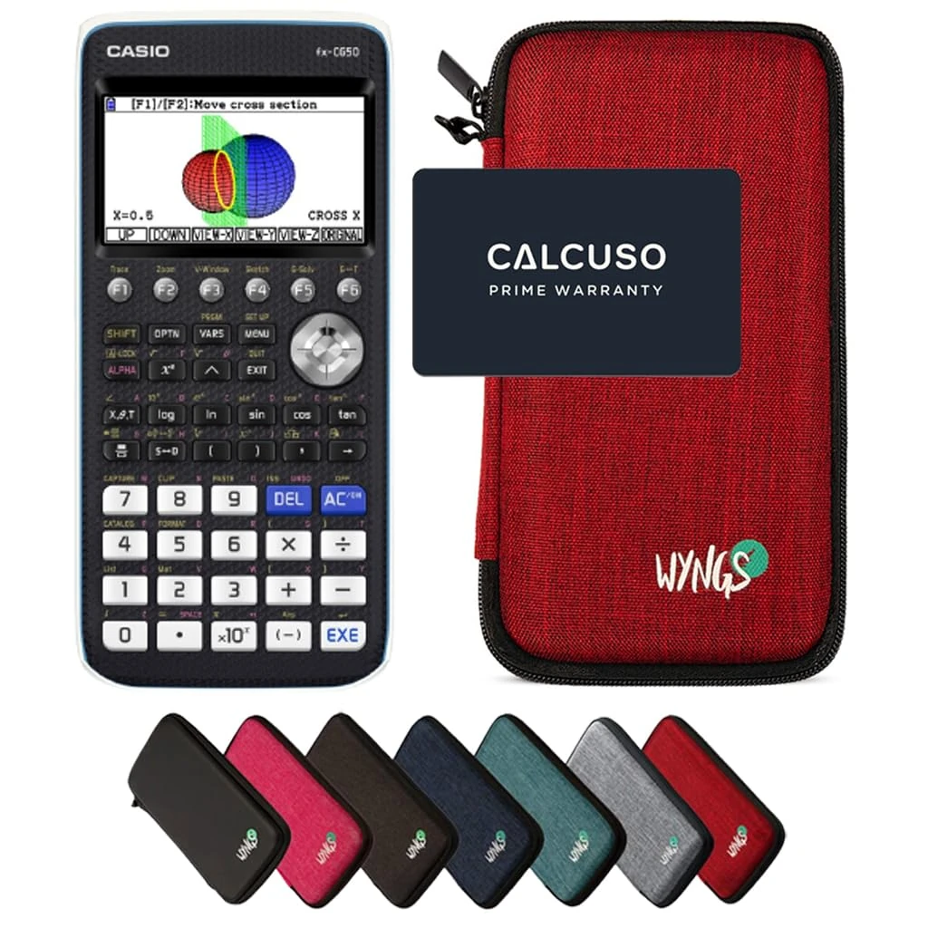 Casio fx-CG50 including a WYNGS protective case in Red - Basic Set