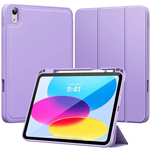 MoKo for iPad Air 13 Inch Case M3 2025 & M2 2024 with Pencil Holder, iPad Air 13 Case [Built-in Screen Protector] with Clear Back & Magnetic Multi Angle Stand Cover, Taro Purple