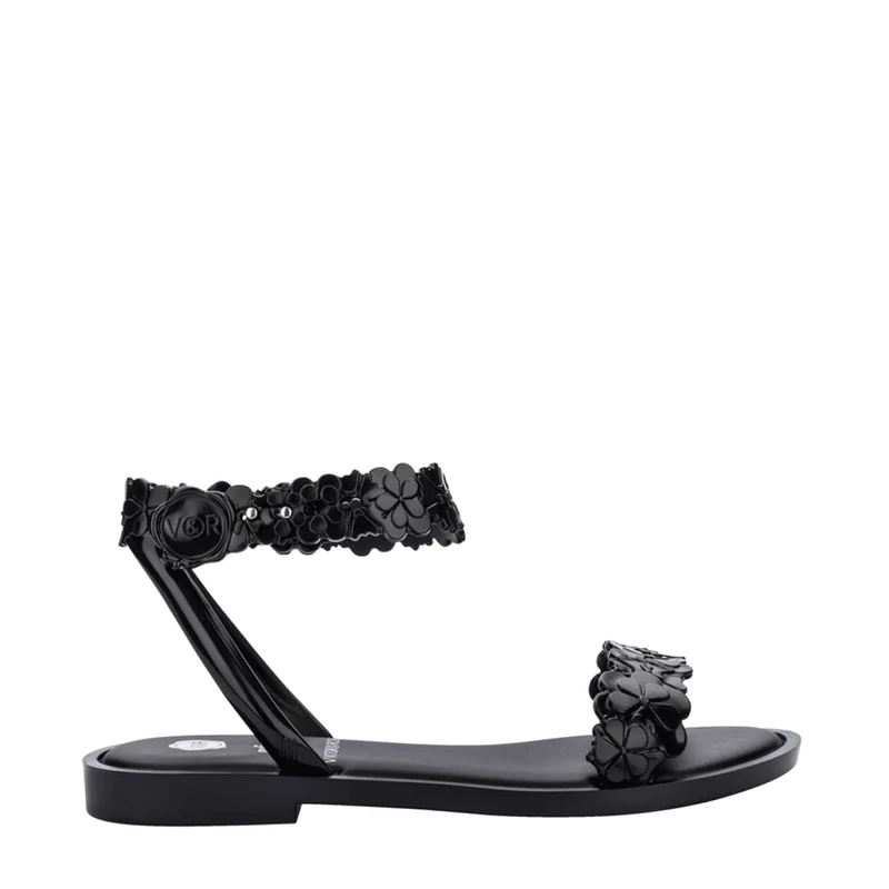 melissa Women's Wave Blossom + Flat Sandals, black, 41 EU