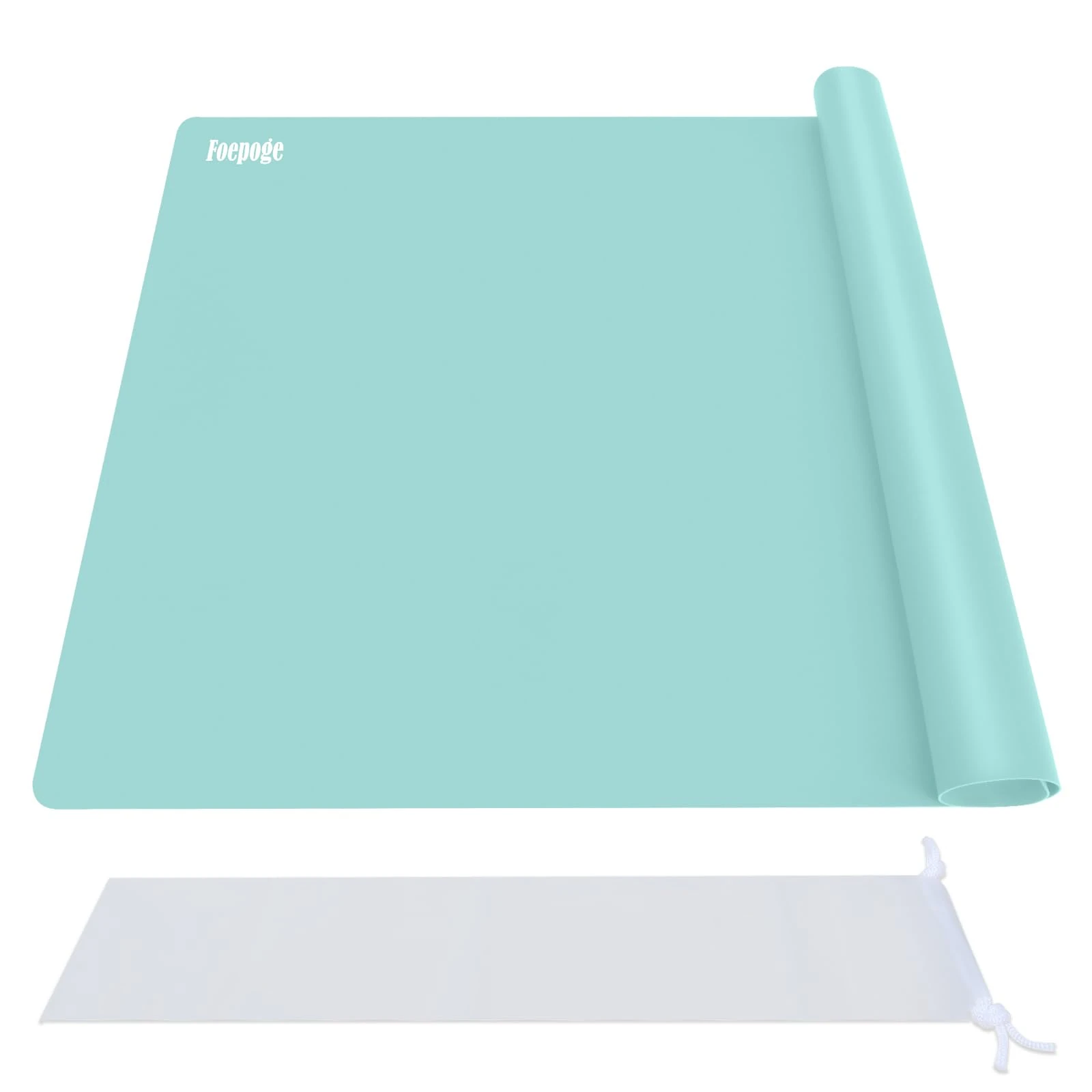 Foepoge Extra Large Silicone Mat for Resin Casting 71x51 cm, Non Stick Silicone Sheet for Crafts, Heat Resistant Countertop Protector, Placemat for Kitchen Worktops, Craft Mat for Resin, Mintgreen