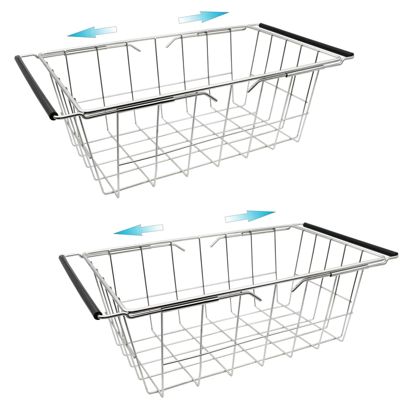 Orgneas Expandable Chest Freezer Basket, Stainless Steel Hanging Deep Freezer Organizer Bins Adjustable Handles (16.5" ~ 20") Wire Basket Storage Rack, Fits 5 Cu.FT and 7 Cu.Ft Chest Freezer
