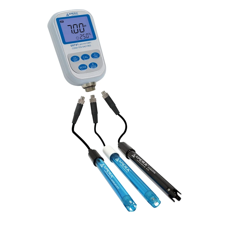 Apera Instruments SX731 pH/ORP/Conductivity Multiparameter Portable Meter Kit (Waterproof, Data Logging, Autom. Temperature Compensation and Calibration)